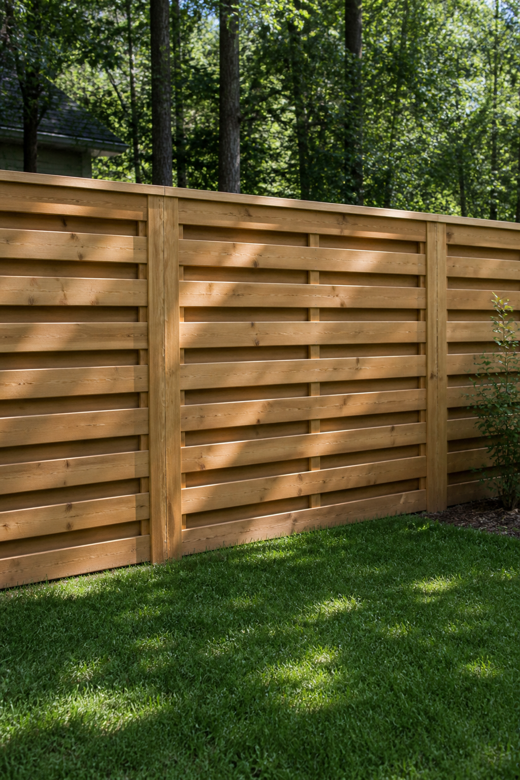 Horizontal shadowbox fence with cap