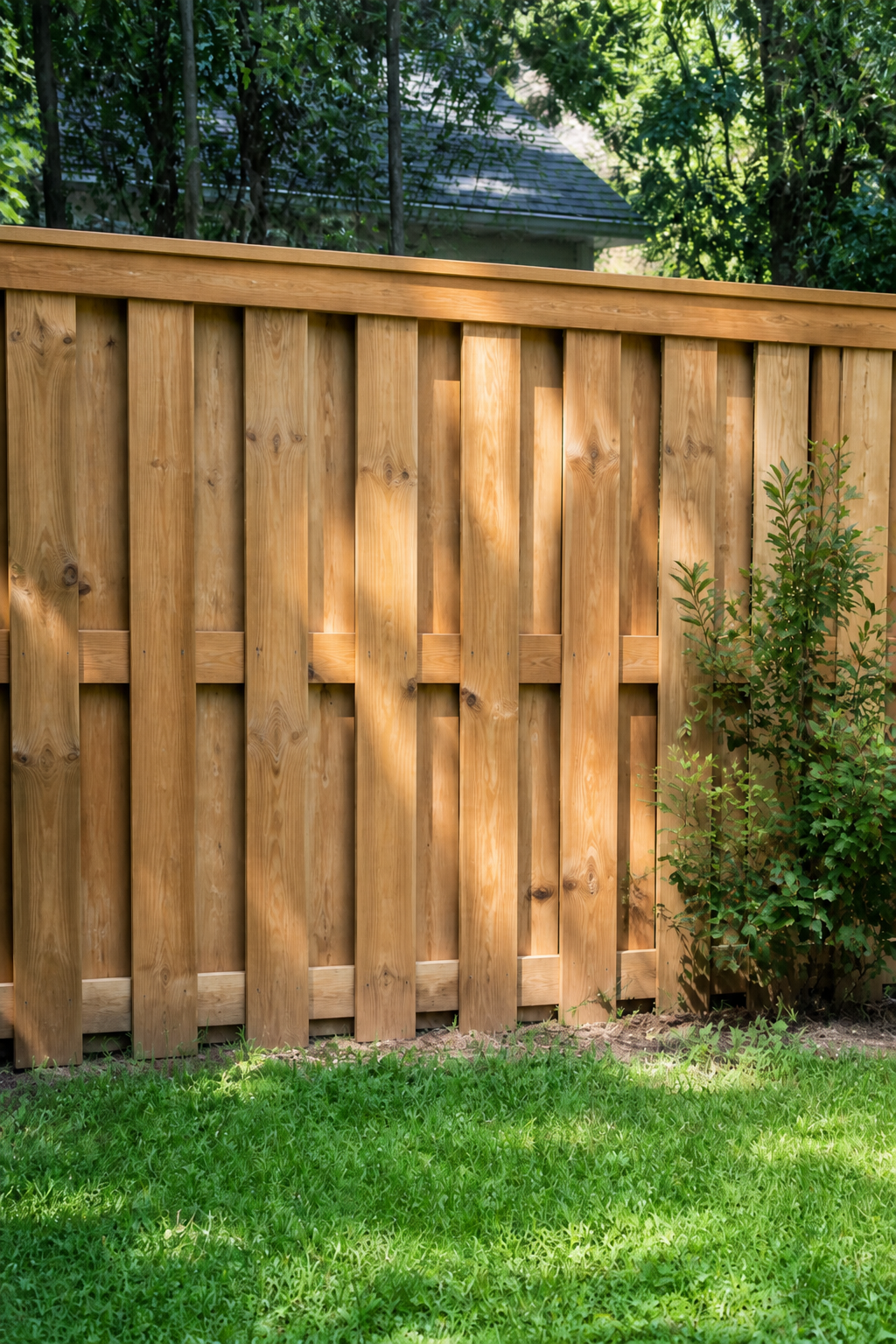 Vertical shadowbox fence with cap