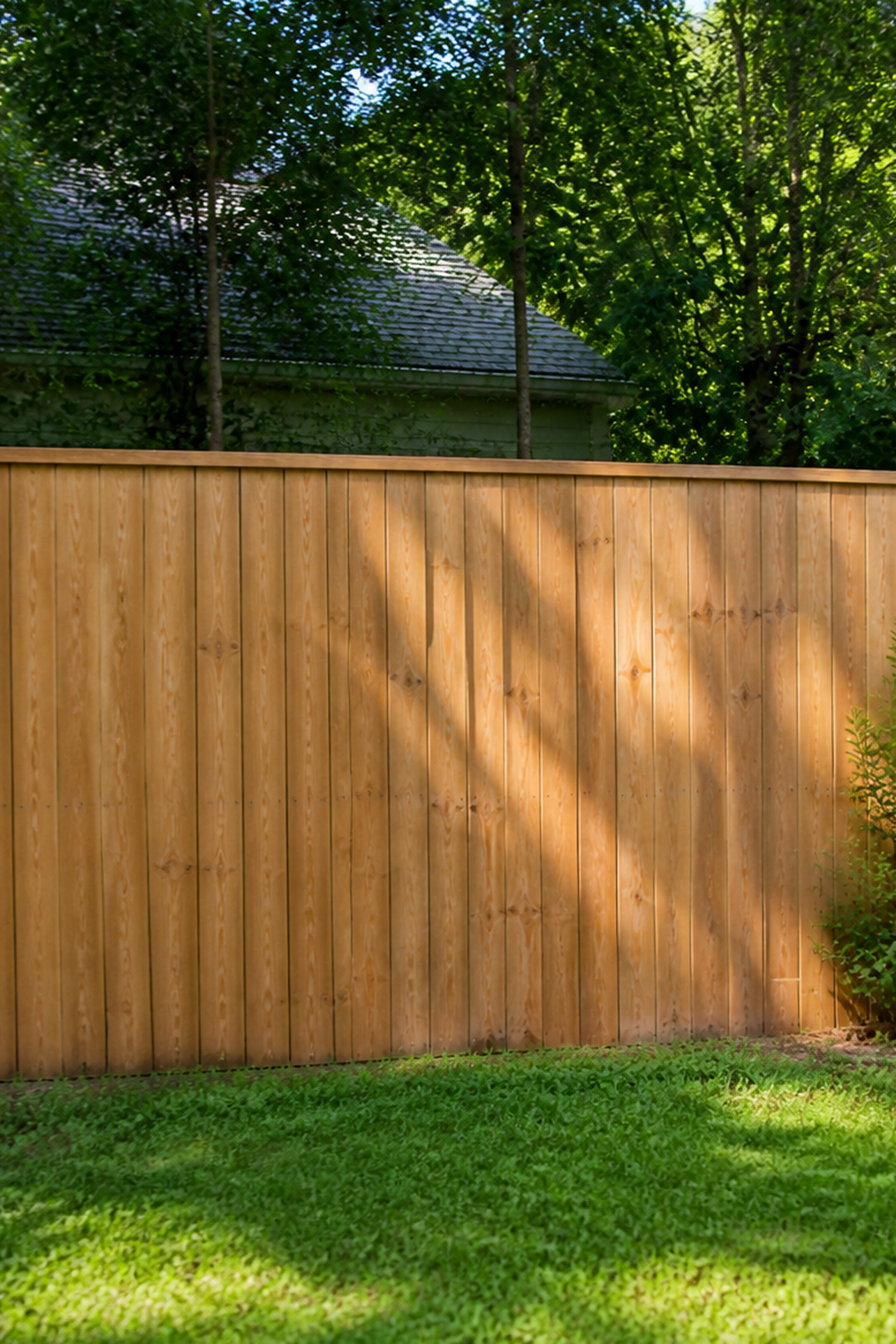 Vertical standard privacy fence with cap