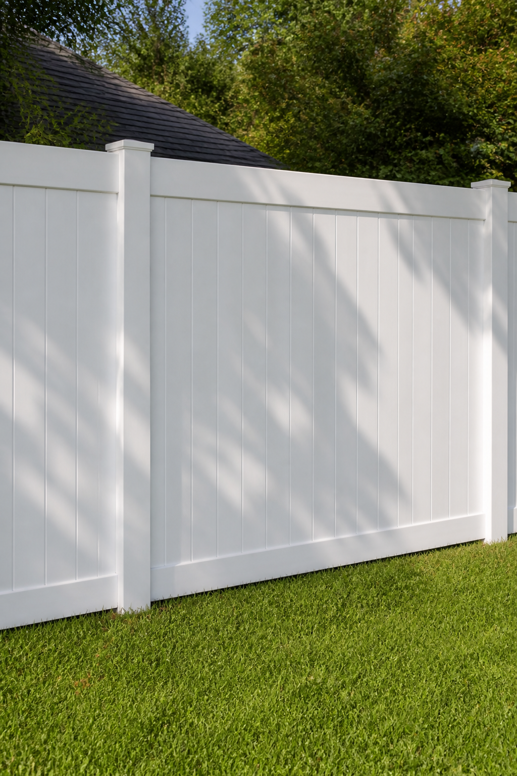 White vinyl privacy fence